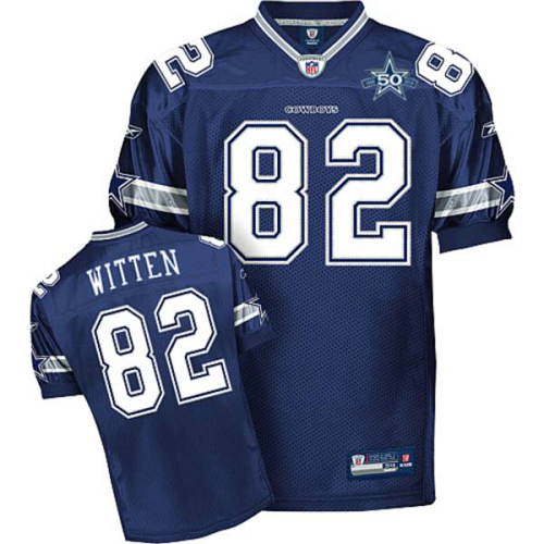 Men's Dallas Cowboys #82 Jason Witten Blue Team 50TH Anniversary Patch Stitched NFL Jersey