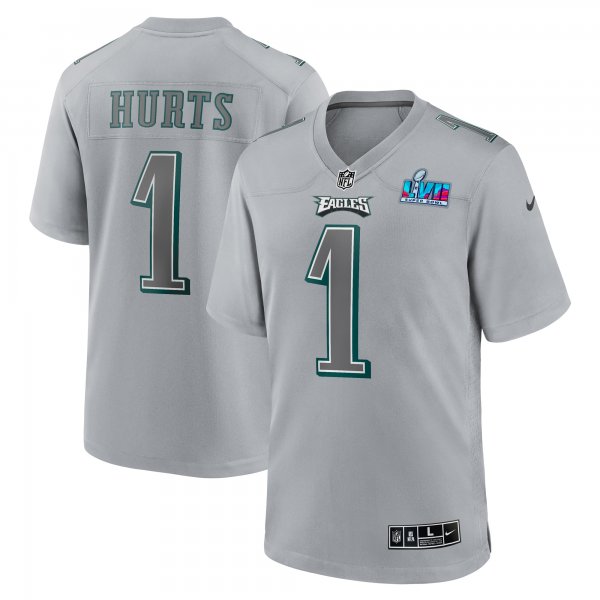 Men's Philadelphia Eagles Jalen Hurts Nike Gray Super Bowl LVII Patch Atmosphere Fashion Game Jersey