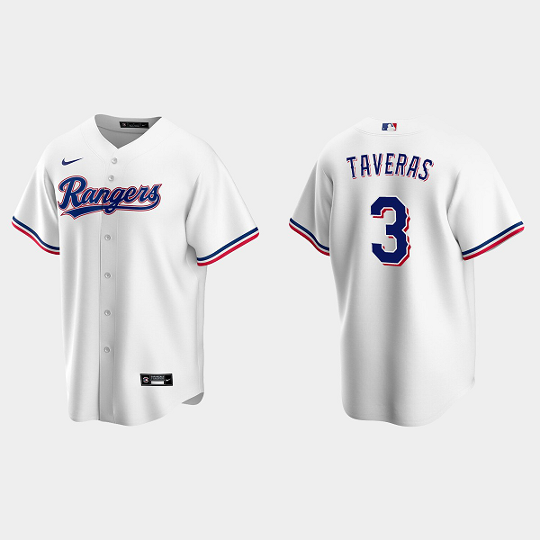 Men's Texas Rangers #3 Leody Taveras White Home MLB Jersey