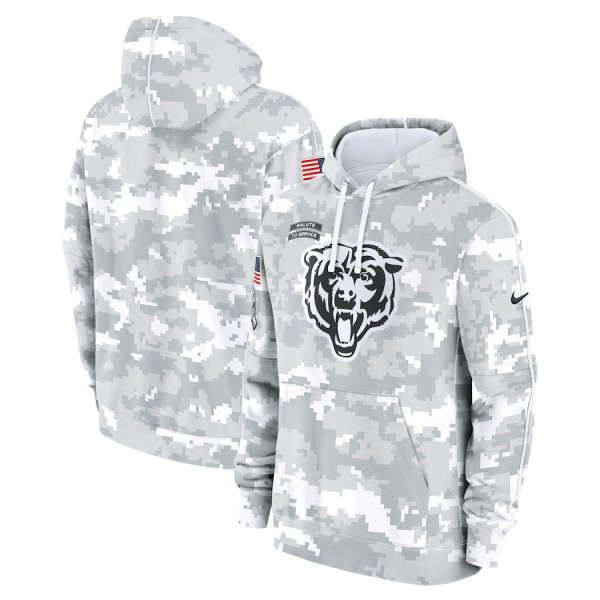 Youth Nike Arctic Camo Chicago Bears 2024 Salute To Service Club Fleece Pullover Hoodie