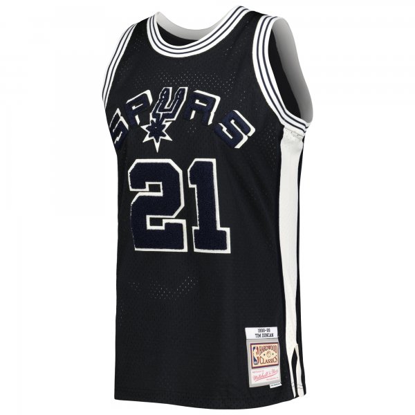 Men's San Antonio Spurs Tim Duncan Mitchell & Ness Black 1998/99 Hardwood Classics Off-Court Swingman Jersey