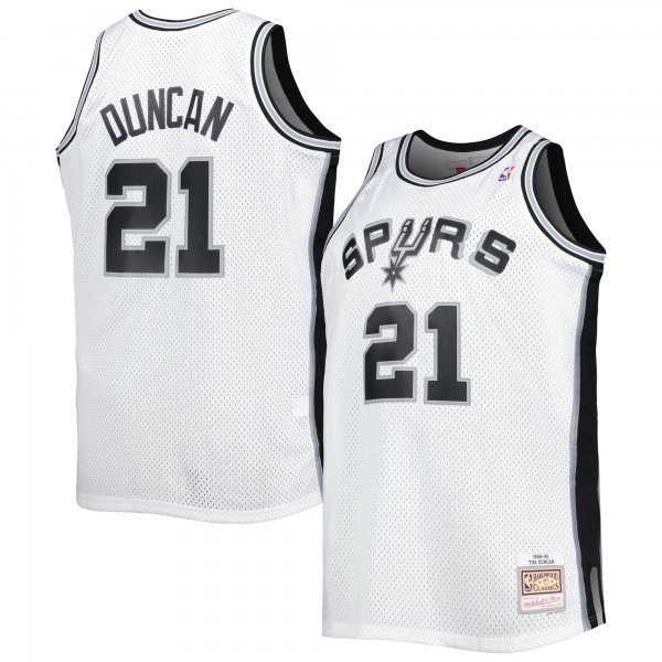 Men's San Antonio Spurs Tim Duncan Mitchell & Ness White Big & Tall Hardwood Classics 1998/99 Swingman Jersey