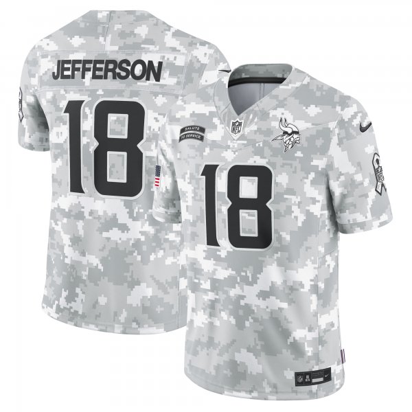 Men's Minnesota Vikings #18 Justin Jefferson Nike Arctic Camo 2024 Salute to Service Limited Jersey