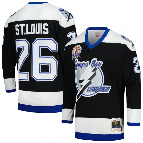 Men's Tampa Bay Lightning Martin St. Louis Mitchell & Ness Black 2004 Stanley Cup Champions Blue Line Player Jersey