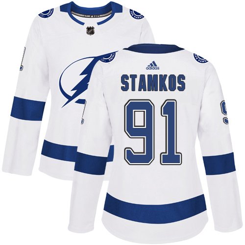 Adidas Tampa Bay Lightning #91 Steven Stamkos White Road Women's Stitched NHL Jersey