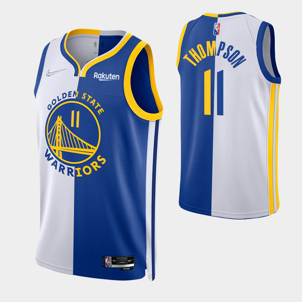 Men's Golden State Warriors Klay Thompson #11 Red White Split Edition NBA Jersey