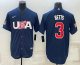 Men's USA Baseball #3 Mookie Betts 2023 Navy World Baseball Classic Stitched Jerseys