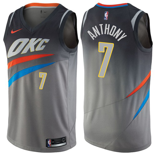 Men's Nike Oklahoma City Thunder #7 Carmelo Anthony Gray Swingman City Edition NBA Jersey