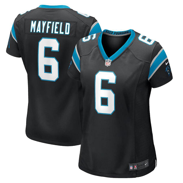 Women's Carolina Panthers #6 Baker Mayfield Black Home Player Game Nike NFL Jersey