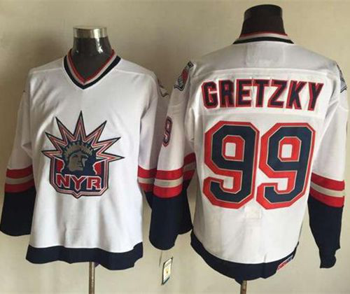 New York Rangers #99 Wayne Gretzky White CCM Statue of Liberty Stitched NHL Jersey