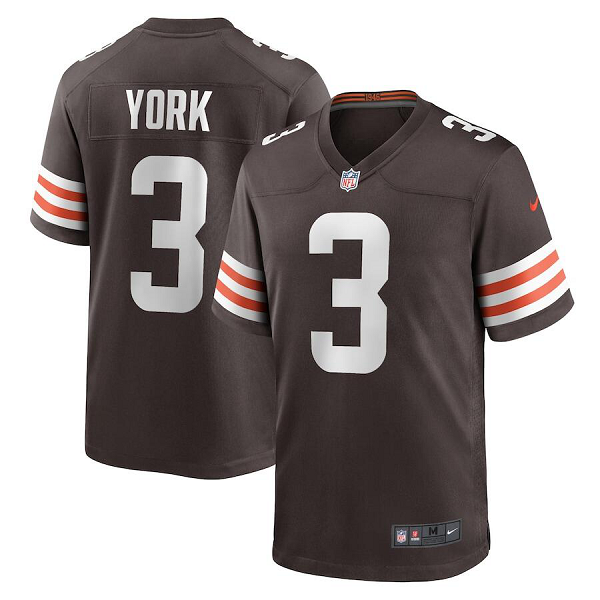 Men's Cleveland Browns #3 Cade York Nike Brown Game Player NFL Jersey