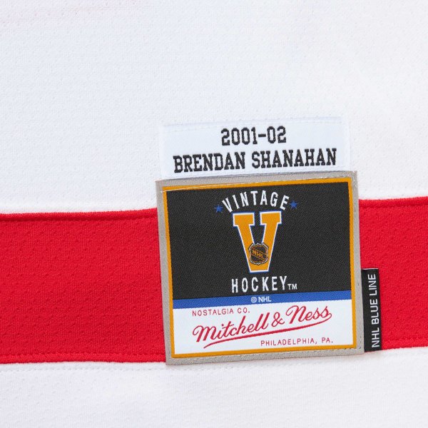 Men's Detroit Red Wings Brendan Shanahan Mitchell & Ness White  2001/02 Alternate Captain Blue Line Player Jersey