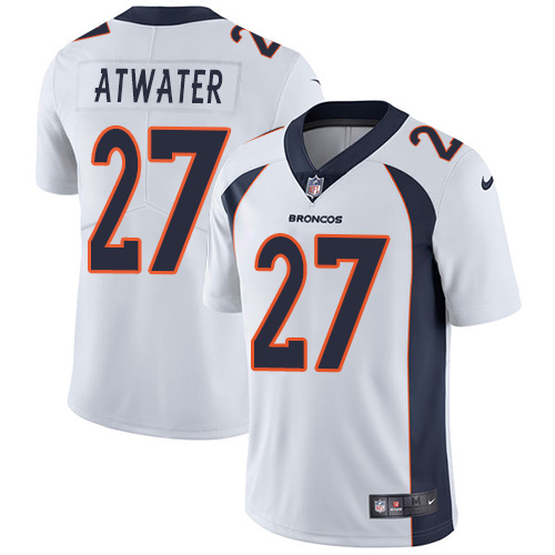 Men's Nike Denver Broncos #27 Steve Atwater White Stitched NFL Vapor Untouchable Limited Jersey