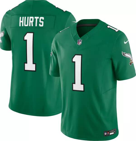 Men's Nike Philadelphia Eagles #1 Jalen Hurts Vapor F.U.S.E. Limited Alternate Kelly Green Jersey