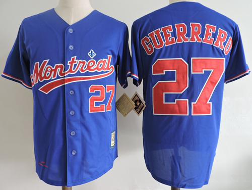 Mitchell And Ness 2004 Montreal Expos #27 Vladimir Guerrero Blue Throwback Stitched MLB Jersey