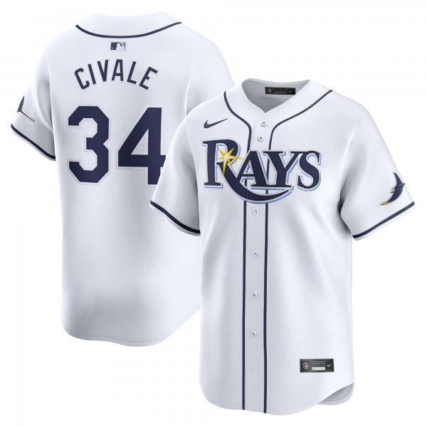 Men's Tampa Bay Rays Aaron Civale Nike White Home Limited Player Jersey