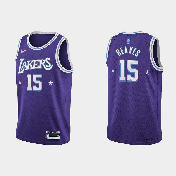 Men's Los Angeles Lakers #15 Austin Reaves City 2021-22 75th Anniversary Purple NBA Jersey