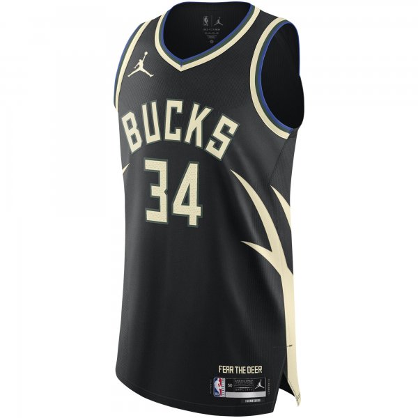 Men's Milwaukee Bucks Giannis Antetokounmpo Jordan Brand Black Player Jersey - Statement Edition