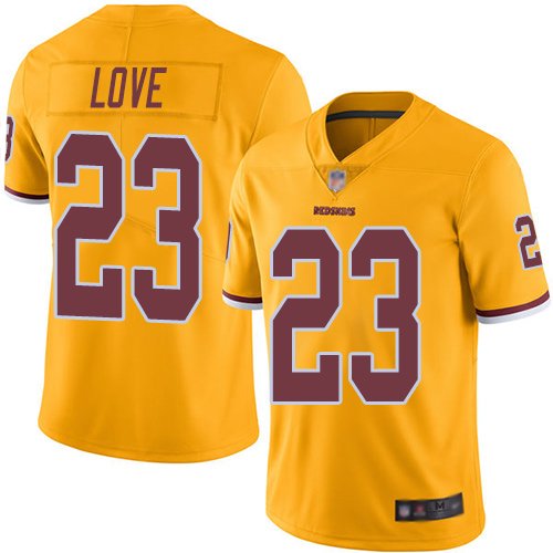 Washington Redskins #23 Bryce Love Gold Men's Stitched NFL Limited Rush Jersey