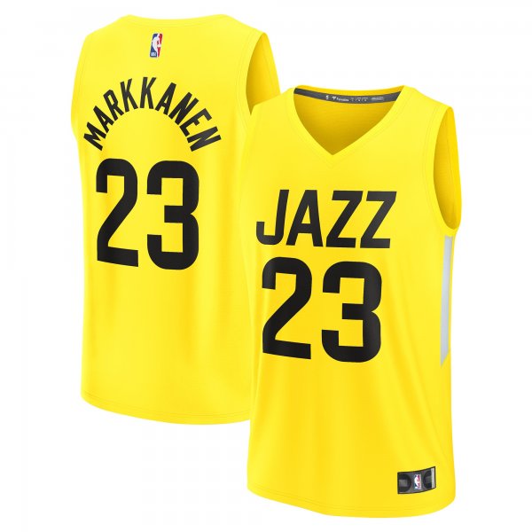 Men's Utah Jazz Lauri Markkanen Fanatics Yellow Fast Break Replica Player Jersey - Icon Edition