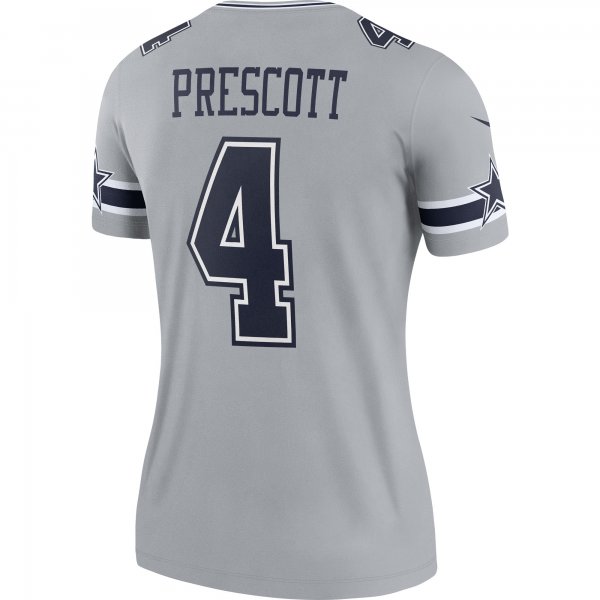 Women's Dallas Cowboys Dak Prescott Nike Gray Inverted Legend Jersey