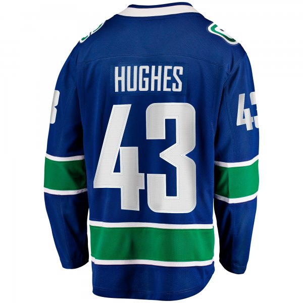 Men's Vancouver Canucks Quinn Hughes Fanatics Blue Home Breakaway Jersey