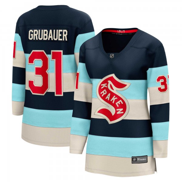 Women's Seattle Kraken #31 Philipp Grubauer Deep Sea Blue 2024 NHL Winter Classic Breakaway Player Jersey