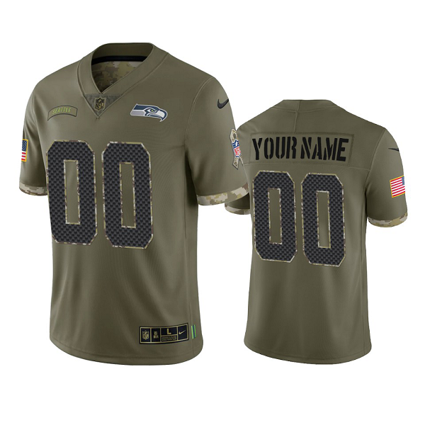 Seattle Seahawks Custom #00 Olive 2022 Salute To Service Limited Jersey