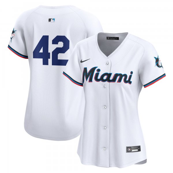 Women's Miami Marlins  Nike White 2024 Jackie Robinson Day Home Limited Jersey