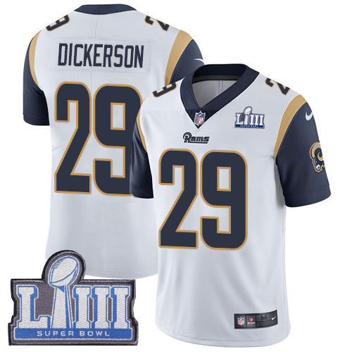 Nike Los Angeles Rams #29 Eric Dickerson White Super Bowl LIII Bound Men's Stitched NFL Vapor Untouchable Limited Jersey