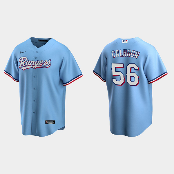 Men's Texas Rangers #56 Kole Calhoun Light Blue Alternate MLB Jersey