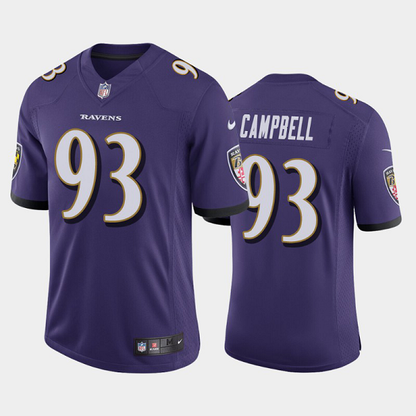 Men's Baltimore Ravens #93 Calais Campbell Vapor Untouchable Limited Jersey Purple