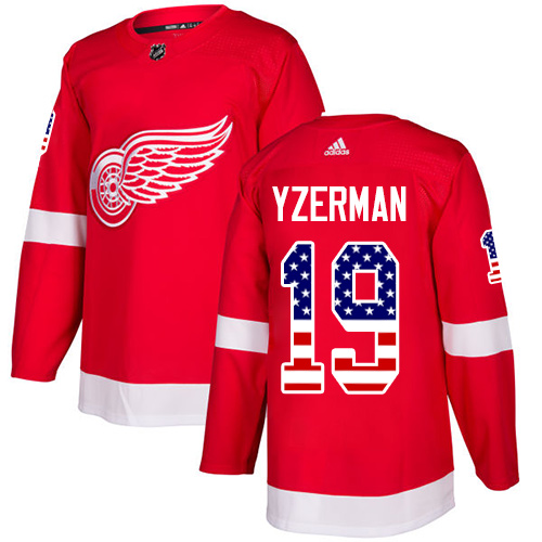 Adidas Detroit Red Wings #19 Steve Yzerman Red Home USA Flag Stitched NHL Jersey