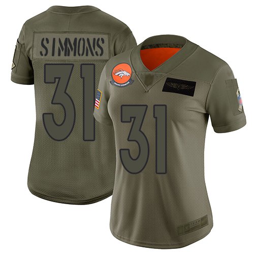 Women's Denver Broncos #31 Justin Simmons CamoStitched NFL Limited 2019 Salute to Service Jersey