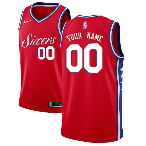 Men's Nike Philadelphia 76ers Red Swingman Custom Jersey - Statement Edition