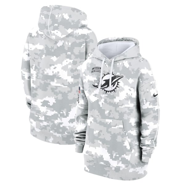 Youth Nike Arctic Camo Miami Dolphins 2024 Salute To Service Club Fleece Pullover Hoodie