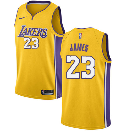 Nike Los Angeles Lakers #23 LeBron James Gold Youth NBA Swingman Icon Edition Jersey