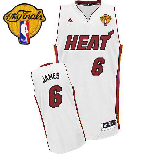 Men's Miami Heat Finals Patch #6 LeBron James Revolution 30 White Stitched NBA Jersey