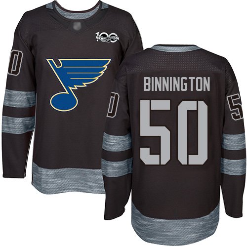 St. Louis Blues #50 Jordan Binnington Black 1917-2017 100th Anniversary Stitched NHL Jersey