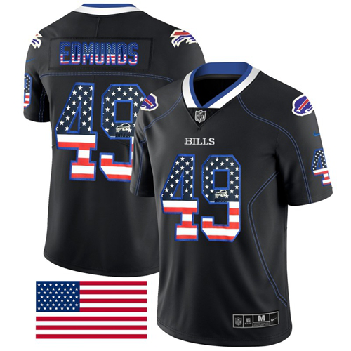 Nike Buffalo Bills #49 Tremaine Edmunds Black Men's Stitched NFL Limited Rush USA Flag Jersey