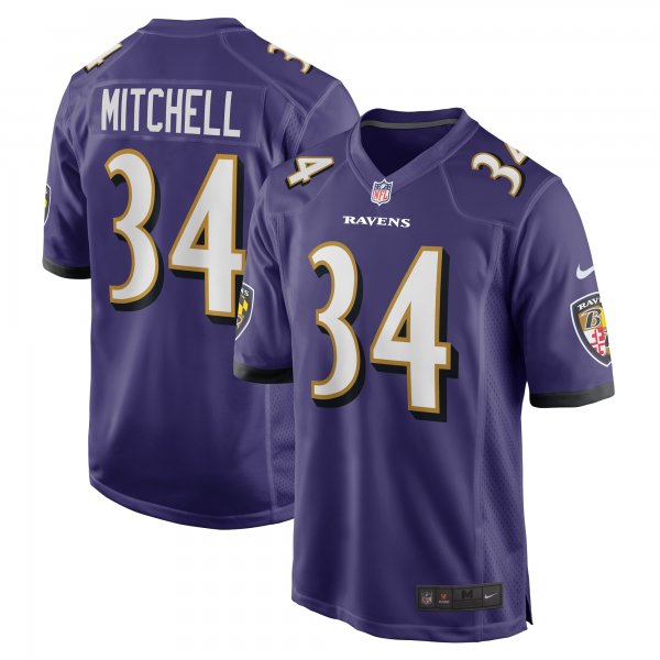 Men's Baltimore Ravens Keaton Mitchell Nike  Purple  Game Jersey