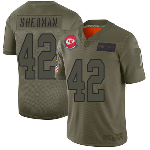 Men's Kansas City Chiefs #42 Anthony Sherman Camo Stitched NFL Limited 2019 Salute To Service Jersey