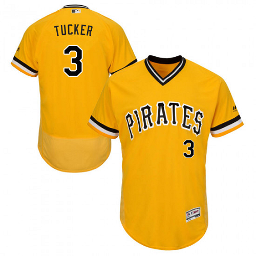 Men's Pittsburgh Pirates #3 Cole Tucker Majestic Gold Flex Base Alternate Collection MLB Jersey