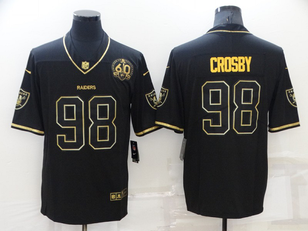 Men's Nike Las Vegas Raiders #98 Maxx Crosby Black Golden Throwback Limited Edition NFL Jersey