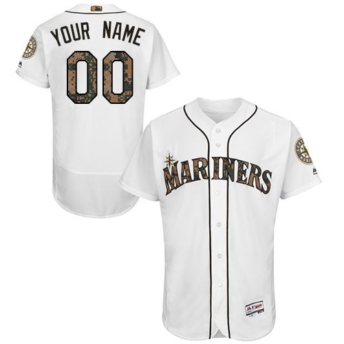 Seattle Mariners White Memorial Day Men's Customized Flex Base MLB Jersey