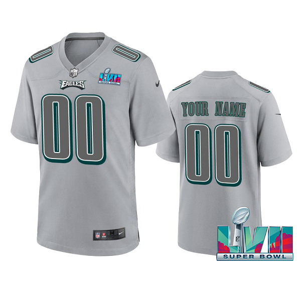 Men's Philadelphia Eagles Custom Gray Super Bowl LVII Atmosphere Jersey