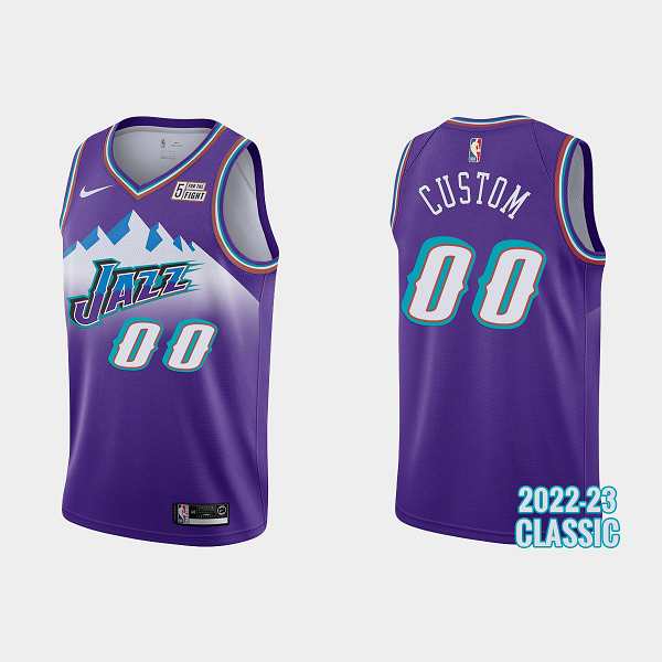 Men's Utah Jazz Custom #00 2022-23 Classic Edition Purple NBA Jersey