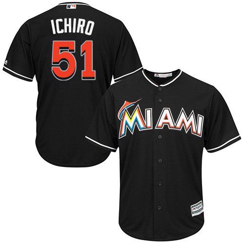 Miami Marlins #51 Ichiro Suzuki Black Cool Base Stitched Youth MLB Jersey