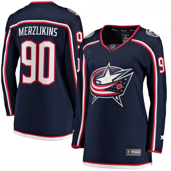 Women's Columbus Blue Jackets Elvis Merzlikins Fanatics Navy Home Breakaway Jersey