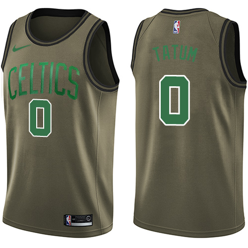 Men's Nike Boston Celtics #0 Jayson Tatum Green Salute to Service Swingman NBA Jersey